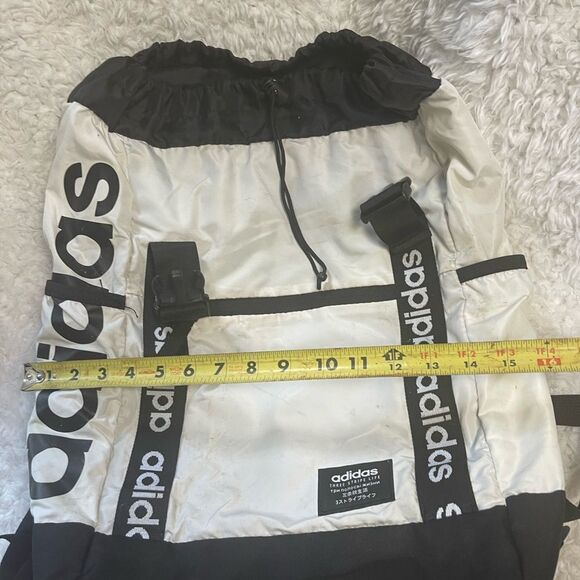 Adidas Black and White Sporty large fabric Backpack with padded back & straps - Picture 10 of 12